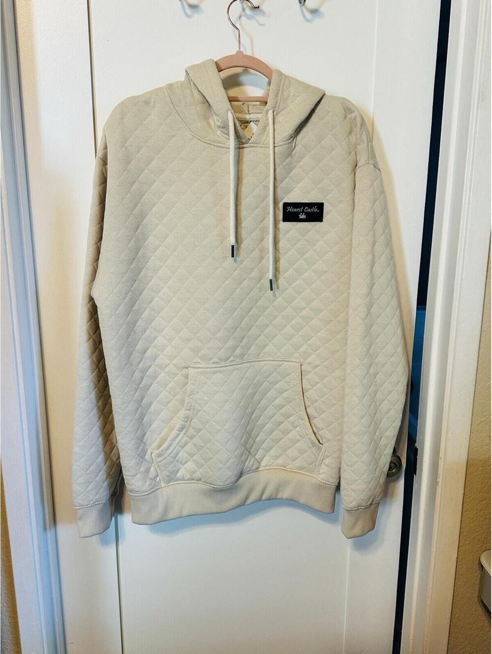 Salt Creek Men's  or Women’s Hearst Castle Logo Quilted Pullover Hoodie Beige